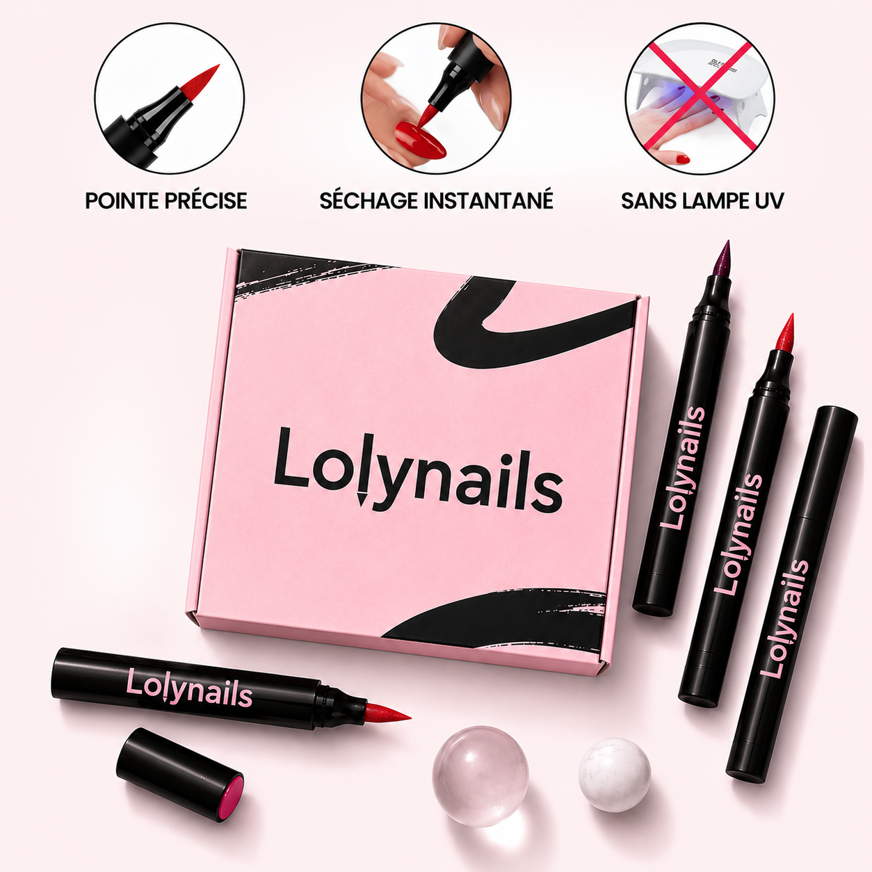 Lolynails™  - Kit de 5 Stylos Gel sans lampe UV/LED Qui Révolutionne la Manucure